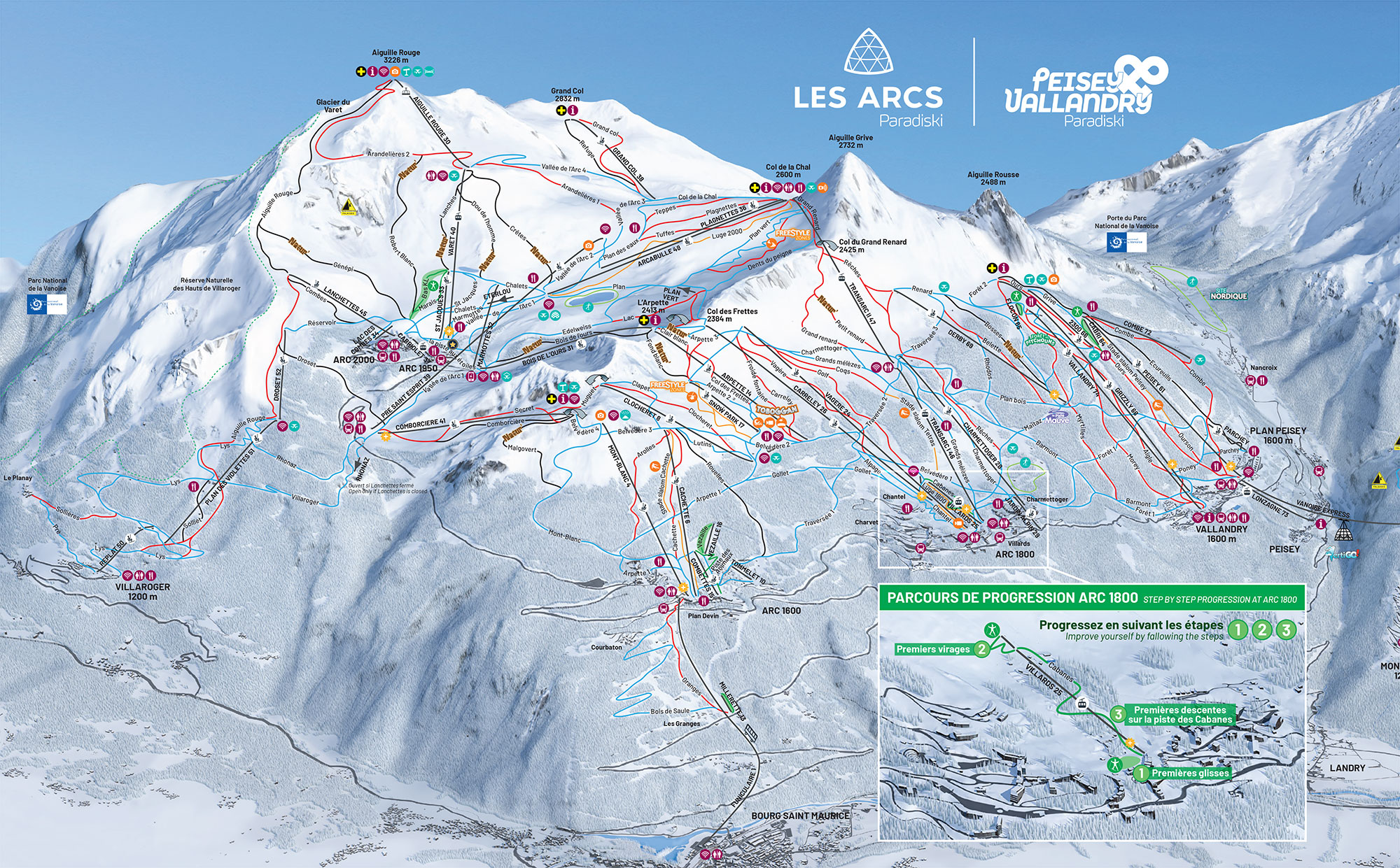 Piste map Les Arcs